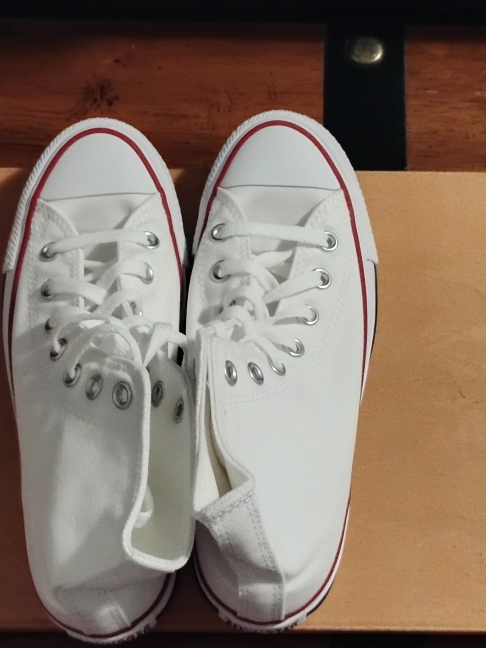 BRAND NEW WITH BOX Classic Converse White High-Top Sneakers with Red Trim